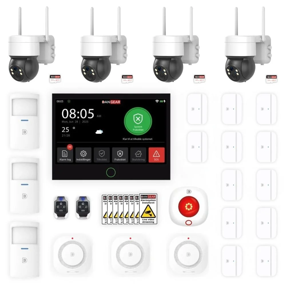 stor alarmpakke qsmart alarm kamera